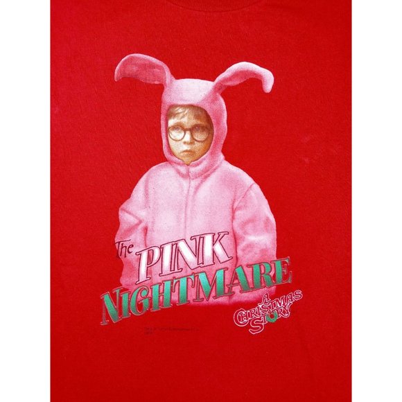 Vintage Deadstock Red Christmas Story Tee Shirt Ralphie Nightmare Men's Medium - Picture 3 of 9